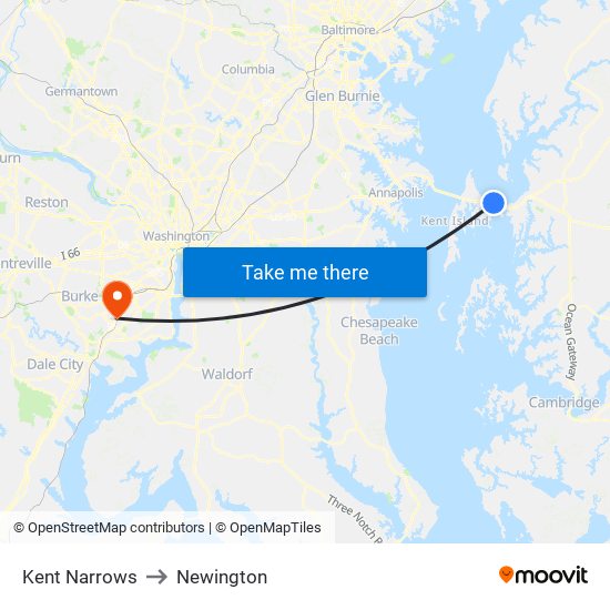 Kent Narrows to Newington map