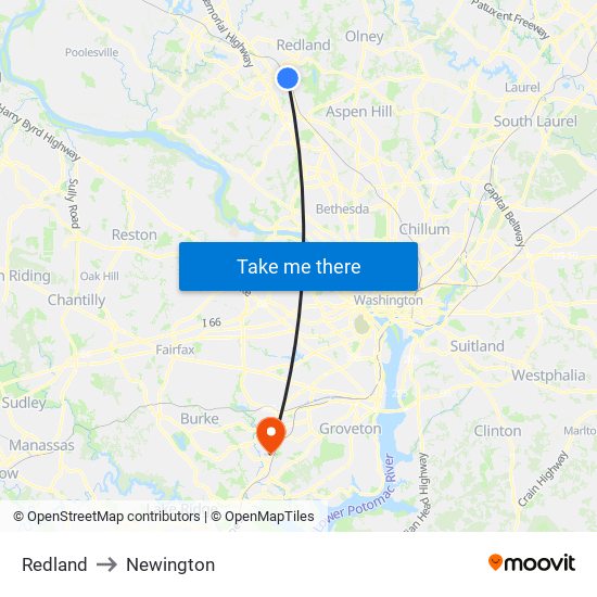 Redland to Newington map