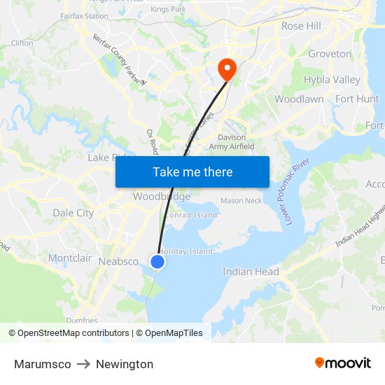 Marumsco to Newington map