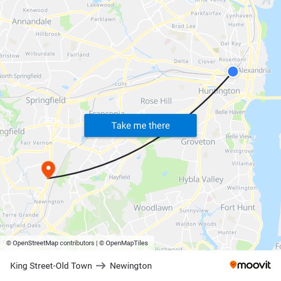 King Street-Old Town to Newington map