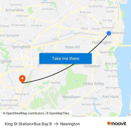 King Street-Old Town+Bay B to Newington map