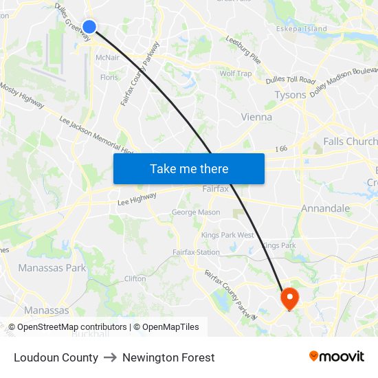 Loudoun County to Newington Forest map