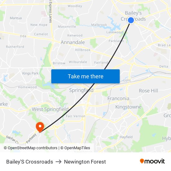 Bailey'S Crossroads to Newington Forest map