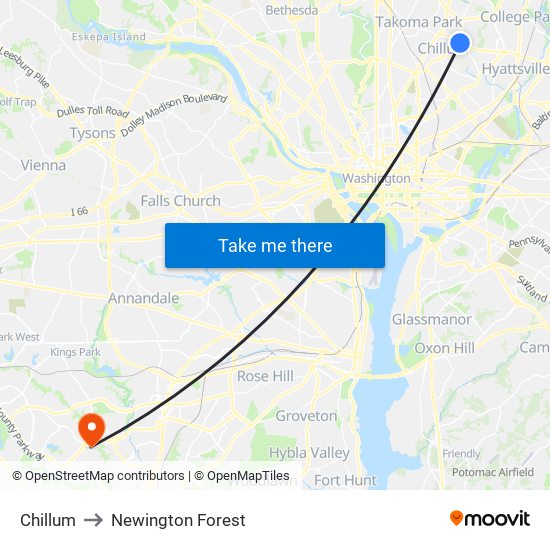 Chillum to Newington Forest map