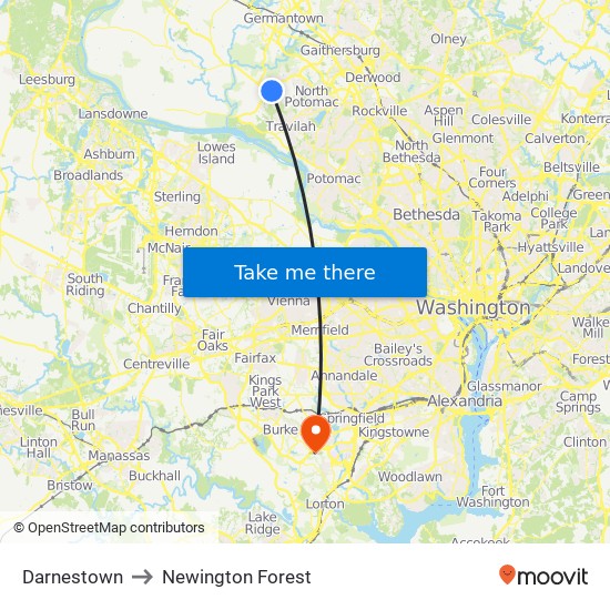 Darnestown to Newington Forest map