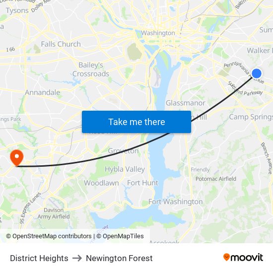 District Heights to Newington Forest map