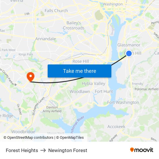 Forest Heights to Newington Forest map