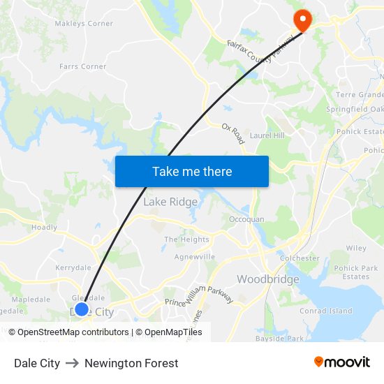 Dale City to Newington Forest map