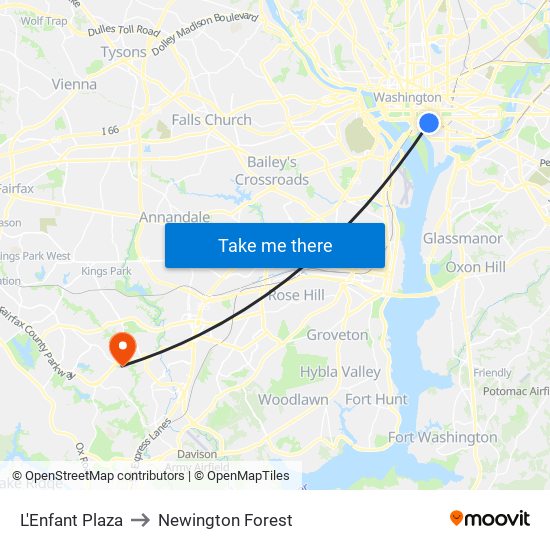 L'Enfant Plaza to Newington Forest map