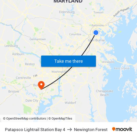 Patapsco Lightrail Station Bay 4 to Newington Forest map