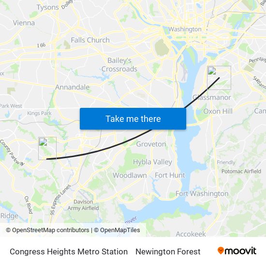 Congress Heights Metro Station to Newington Forest map