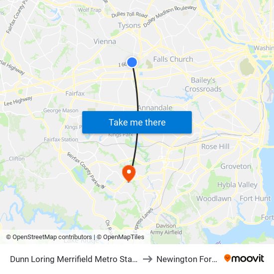 Dunn Loring Merrifield Metro Station to Newington Forest map