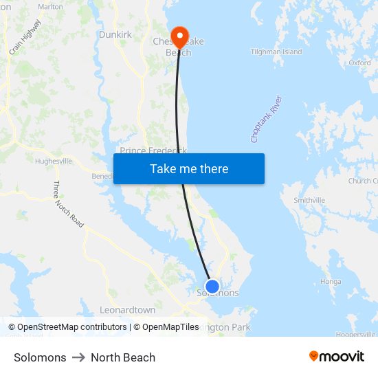 Solomons to North Beach map