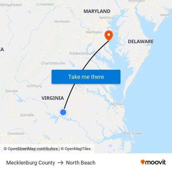 Mecklenburg County to North Beach map