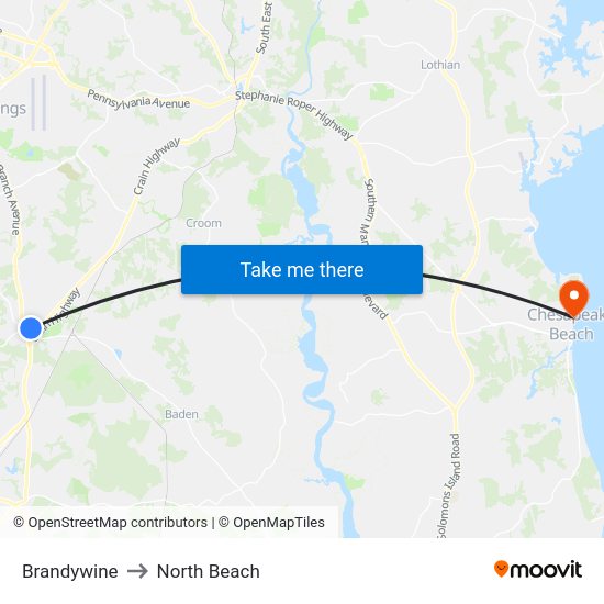 North Beach Md Map Brandywine To North Beach, Washington, D.c. - Baltimore, Md With Public  Transportation