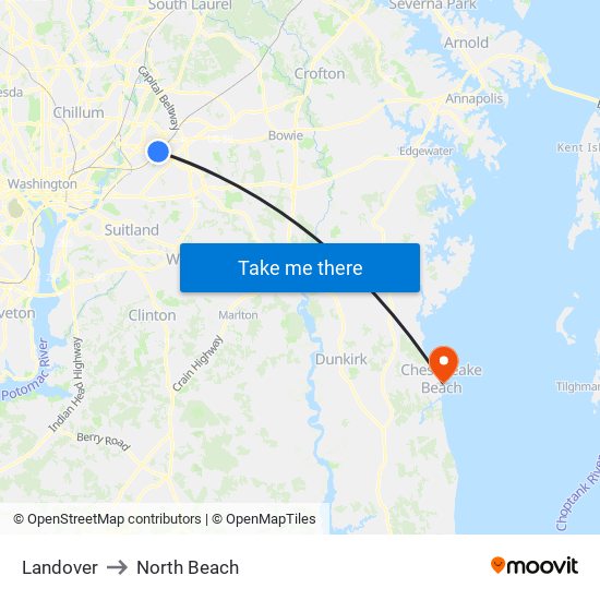 Landover to North Beach map