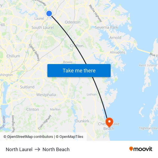 North Laurel to North Beach map