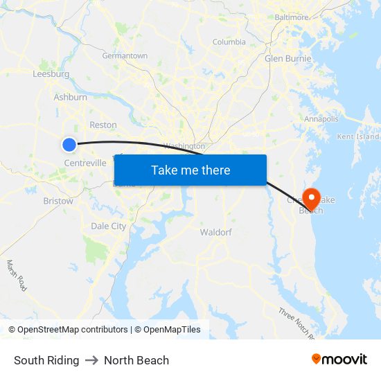 South Riding to North Beach map