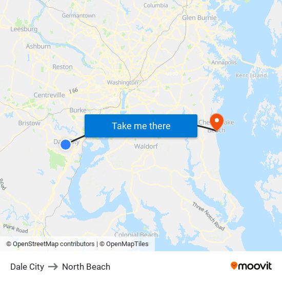 Dale City to North Beach map