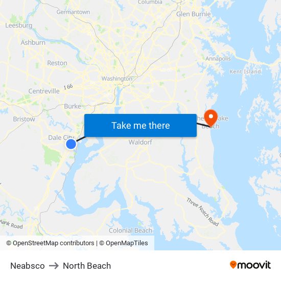 Neabsco to North Beach map