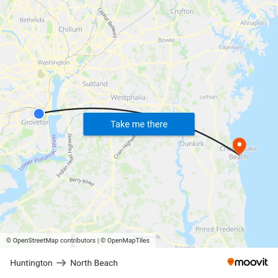 Huntington to North Beach map