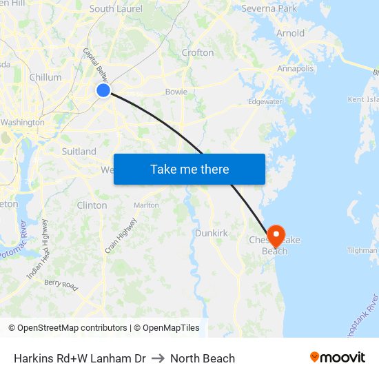 Harkins Rd+W Lanham Dr to North Beach map