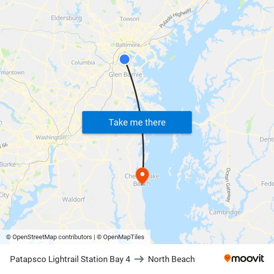 Patapsco Lightrail Station Bay 4 to North Beach map