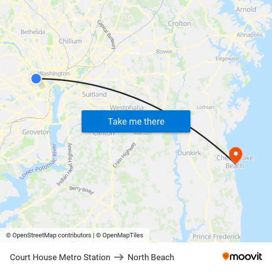 Court House Metro Station to North Beach map