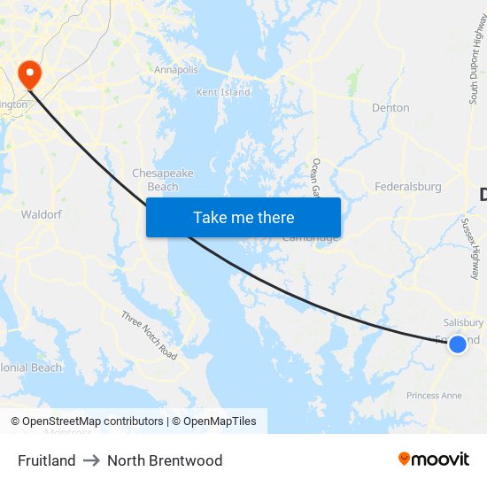 Fruitland to North Brentwood map