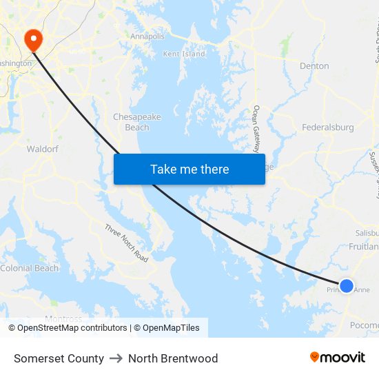 Somerset County to North Brentwood map