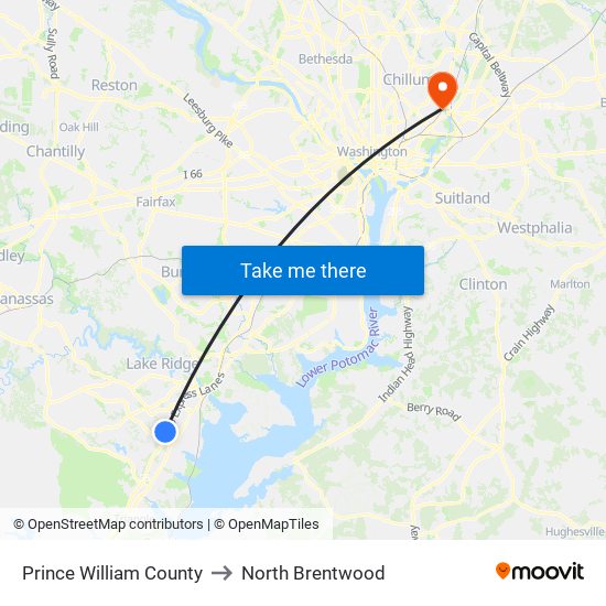 Prince William County to North Brentwood map