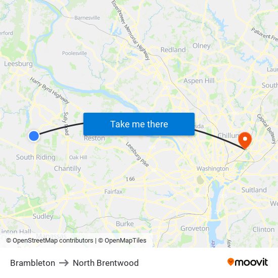 Brambleton to North Brentwood map