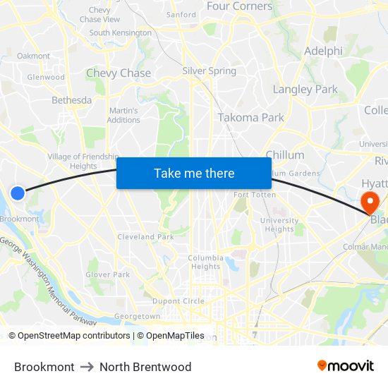 Brookmont to North Brentwood map