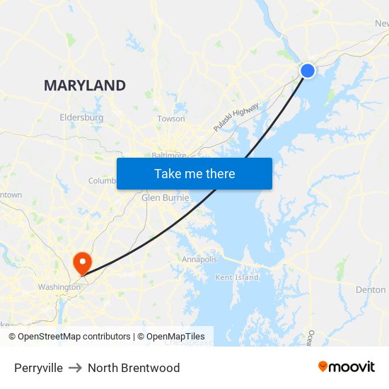 Perryville to North Brentwood map