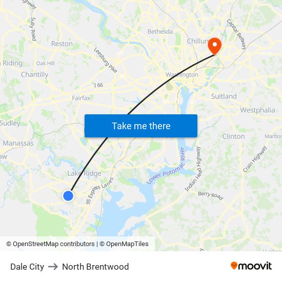 Dale City to North Brentwood map