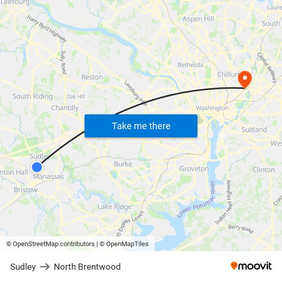 Sudley to North Brentwood map