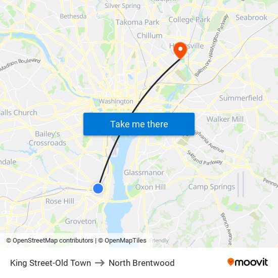 King Street-Old Town to North Brentwood map