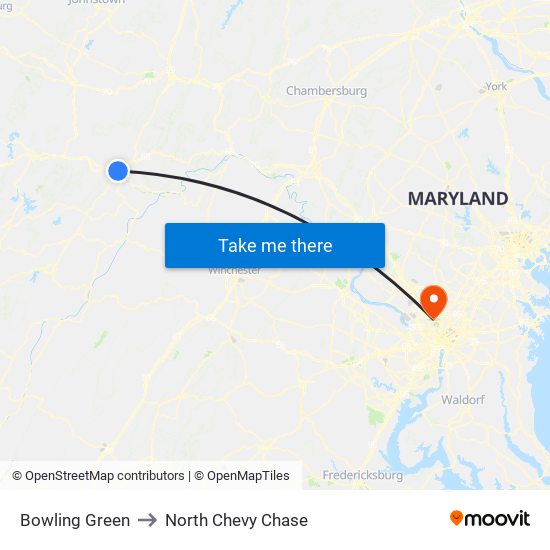 Bowling Green to North Chevy Chase map