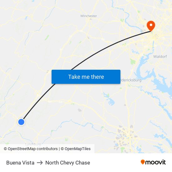 Buena Vista to North Chevy Chase map