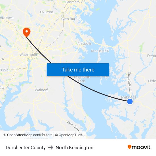 Dorchester County to North Kensington map