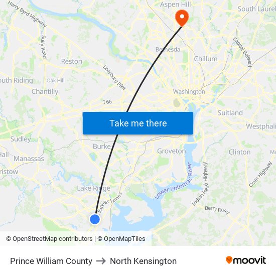 Prince William County to North Kensington map