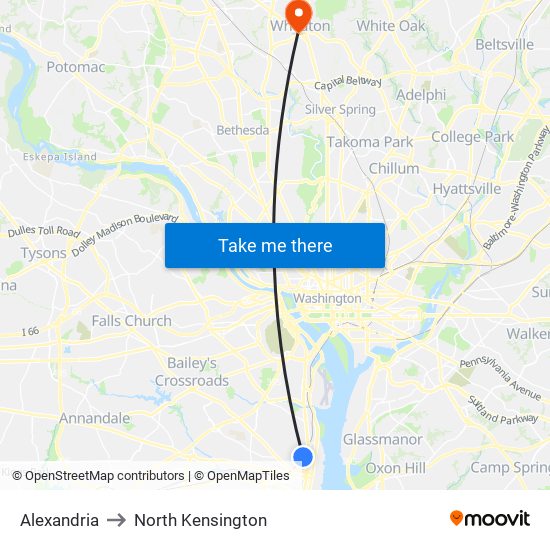 Alexandria to North Kensington map