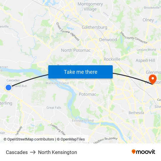 Cascades to North Kensington map