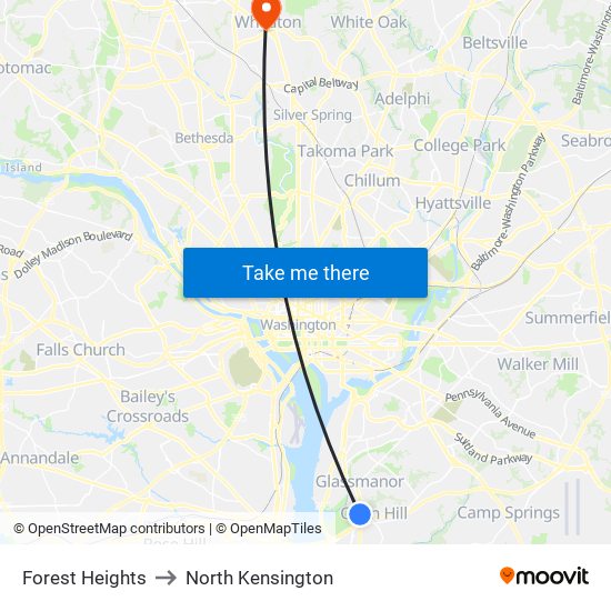 Forest Heights to North Kensington map