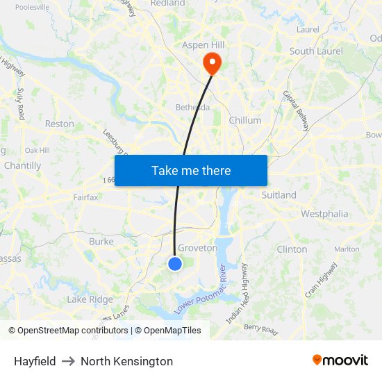 Hayfield to North Kensington map