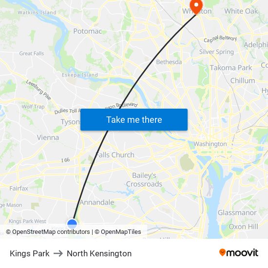 Kings Park to North Kensington map