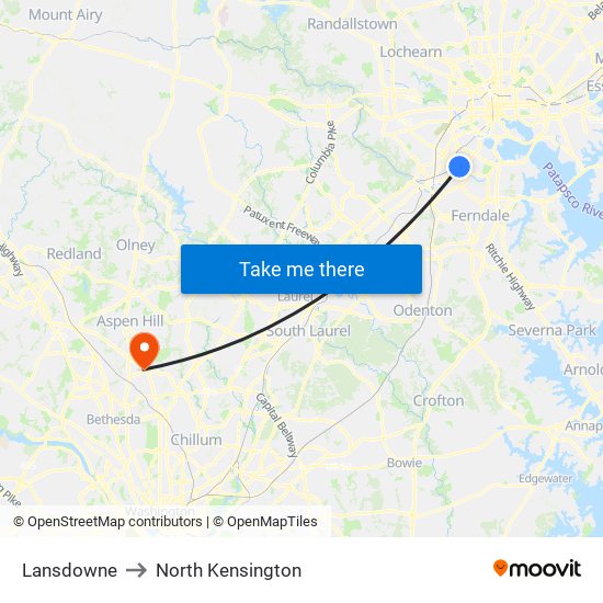 Lansdowne to North Kensington map