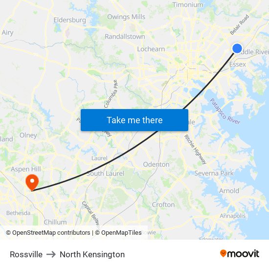 Rossville to North Kensington map