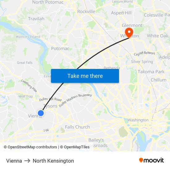 Vienna to North Kensington map