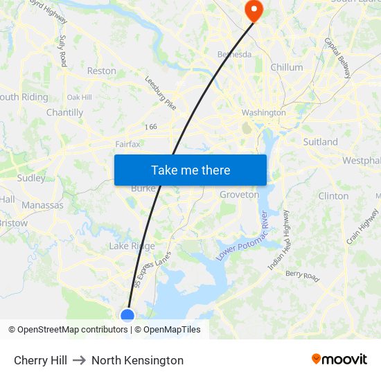 Cherry Hill to North Kensington map